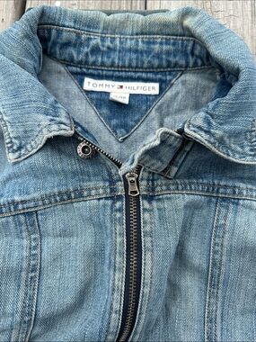 Tommy Hilfiger Light Blue Zip-Front Denim Jacket